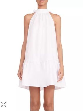STAUD White Dress with Red Logo Tag